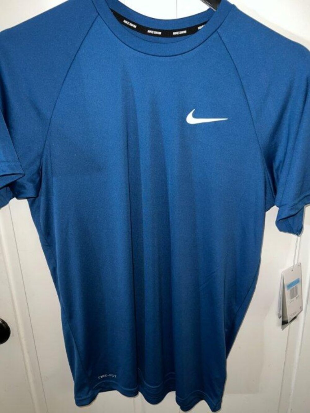NIKE Hydroguard Short Sleeve Swim T-Shirt Men's Med Large UPF40+ Brave Blue NWT